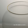 Ribbed Art Glass Vase Modern Gold Rim